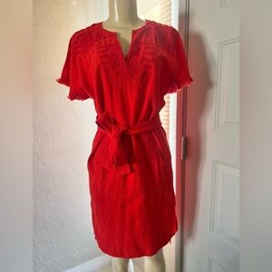 Madewell Linen Blend Embroidered Belted Dress By Madewell!! Size S